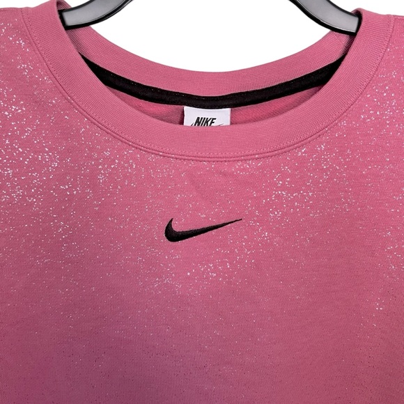 Nike NWT Club Fleece Crewneck Desert Berry Pink Glitter Sweatshirt ~ 1X - Picture 6 of 13